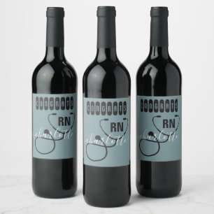 Personalised RN Registered Nurse Graduation Wine Label
