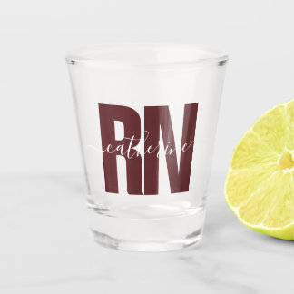 Personalised RN Registered Nurse White & Maroon Shot Glass