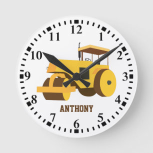 Personalised Road Roller Construction Truck  Round Clock