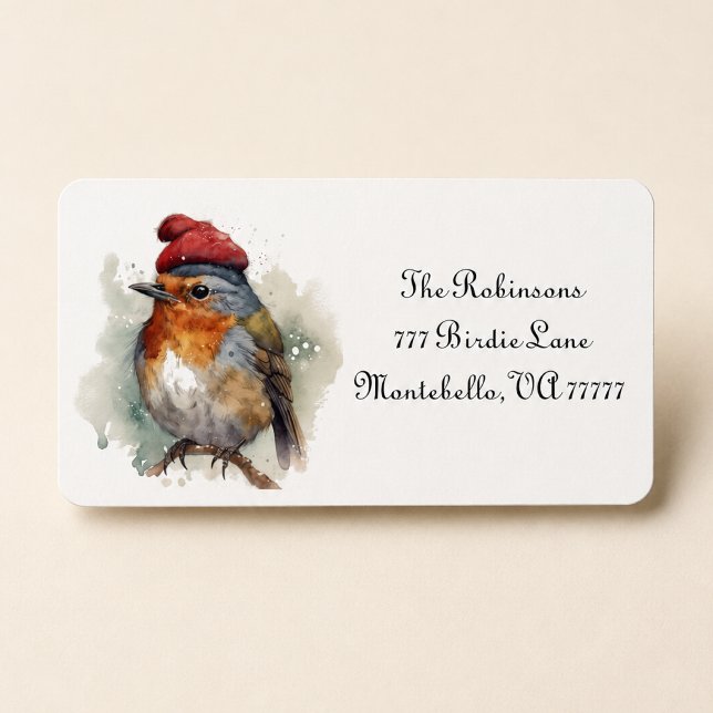 Personalised Robin Christmas Mailing Label (Creator Uploaded)