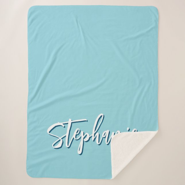 Personalised Robin Egg Blue Sherpa Blanket (Front)