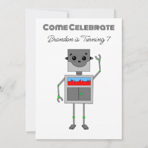Personalised Robot Birthday for Boy Invitation