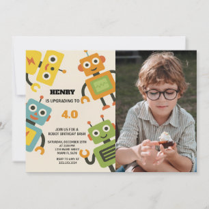 Personalised Robot Birthday Invitation for Kids