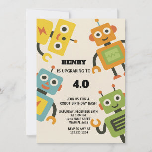 Personalised Robot Birthday Invitation for Kids