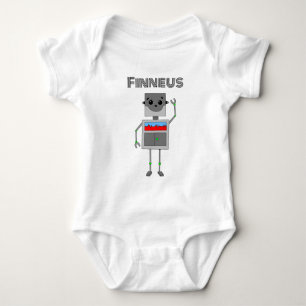 Personalised Robot Themed   Baby Bodysuit
