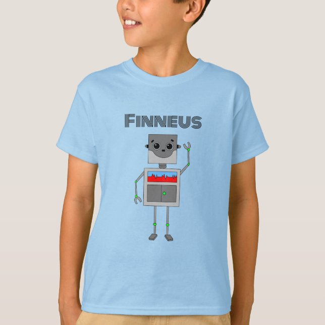 Personalised Robot Themed   T-Shirt (Front)