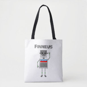 Personalised Robot Themed   Tote Bag