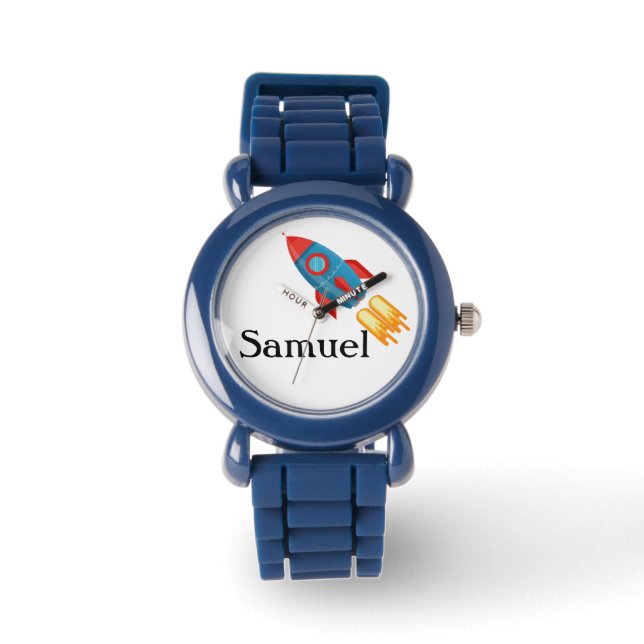 Personalised Rocket Blue Kid's Watch (Front)