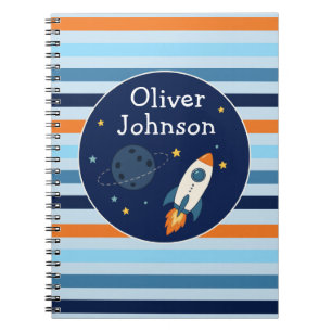Personalised Rocket Ship Space Adventure School Notebook