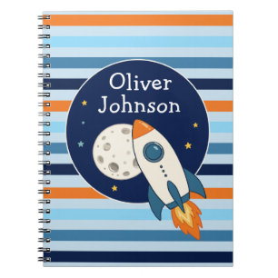 Personalised Rocket Ship Space Moon School Notebook