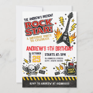 Personalised Rockstar Birthday Invitation