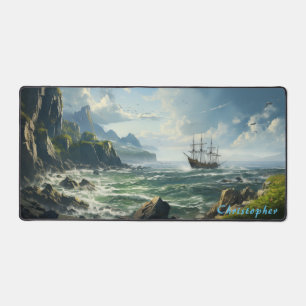Personalised Rocky Cove and Ship Desk Mat 