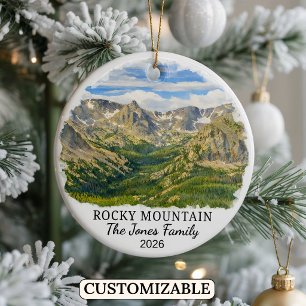 Personalised Rocky Mountain National Park Colorado Ceramic Tree Decoration