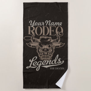 Personalised Rodeo Old West Steer Roping Legends Beach Towel