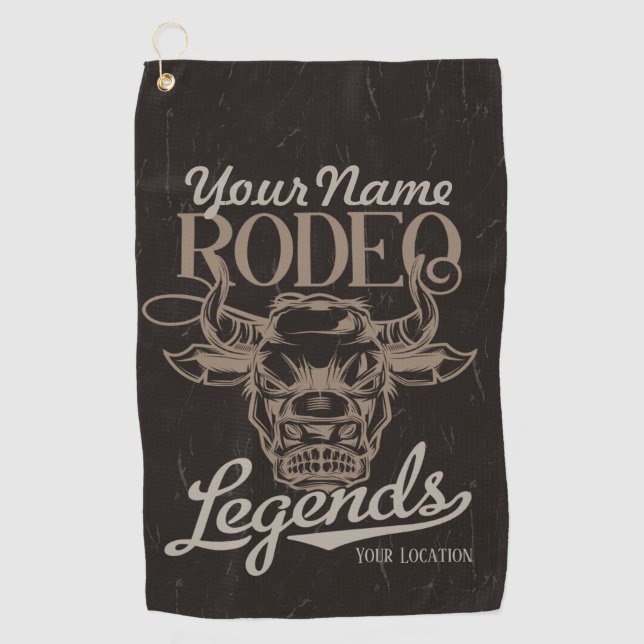 Personalised Rodeo Old West Steer Roping Legends Golf Towel (Front)