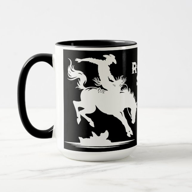 Personalised Rodeo Star Black And White Mug (Left)