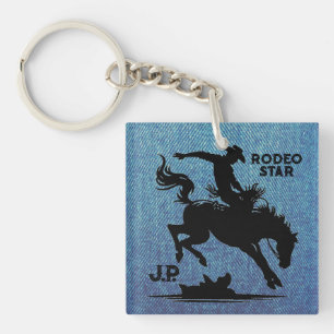 Personalised Rodeo Star Denim Key Ring