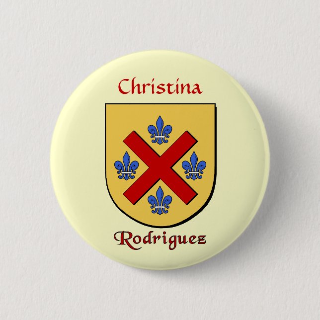 Personalised Rodriguez Historical Shield 6 Cm Round Badge (Front)