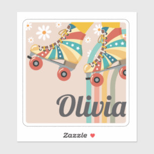 Personalised Roller Skating Name Laptop Sticker