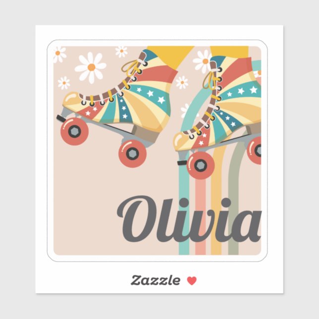 Personalised Roller Skating Name Laptop Sticker (Sheet)