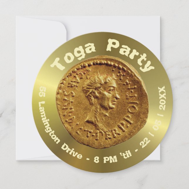 Personalised Roman Coin Design Invitation (Front)