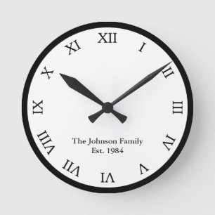 Personalised Roman Numeral Round Clock