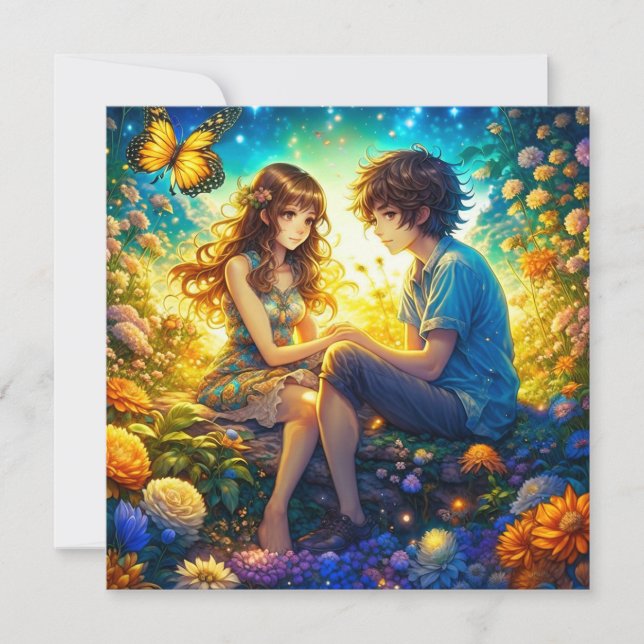 Personalised Romantic Anime Couple Valentine's Day Card (Front)