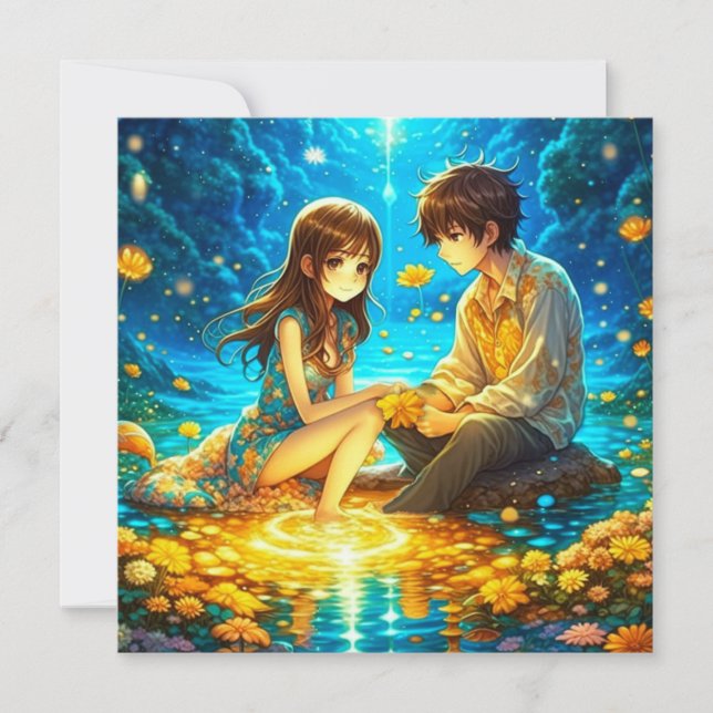 Personalised Romantic Anime Couple Valentine's Day Card (Front)