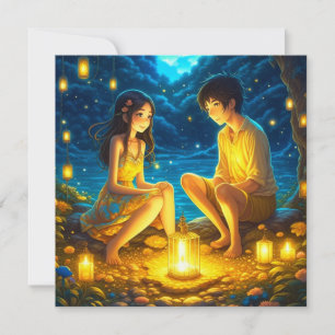 Personalised Romantic Anime Couple Valentine's Day Card