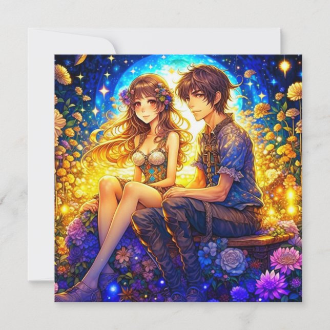 Personalised Romantic Anime Couple Valentine's Day Card (Front)