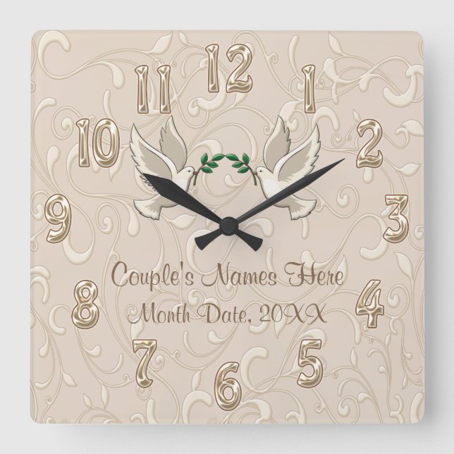 Personalised Romantic Blush Champagne Clock (Front)