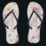 Personalised romantic garden floral bridesmaid jandals<br><div class="desc">Modern watercolor floral in muted pastel yellow,  peach and mauve,  elegant and romantic,   great personalised bridal party bridesmaid gifts</div>