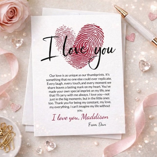 Personalised Romantic Love Card with Thumbprint ❤️ (Creator Uploaded)