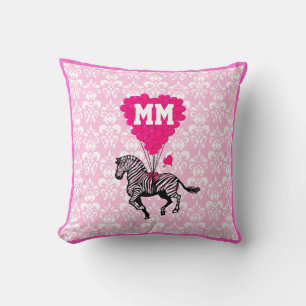 Personalised romantic pink heart cushion