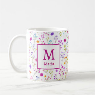 Personalised Romantic Spring Girly Flowers Coffee Mug