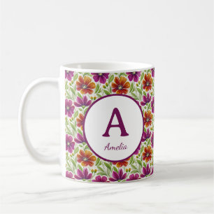 Personalised Romantic Spring Girly Flowers Coffee Mug