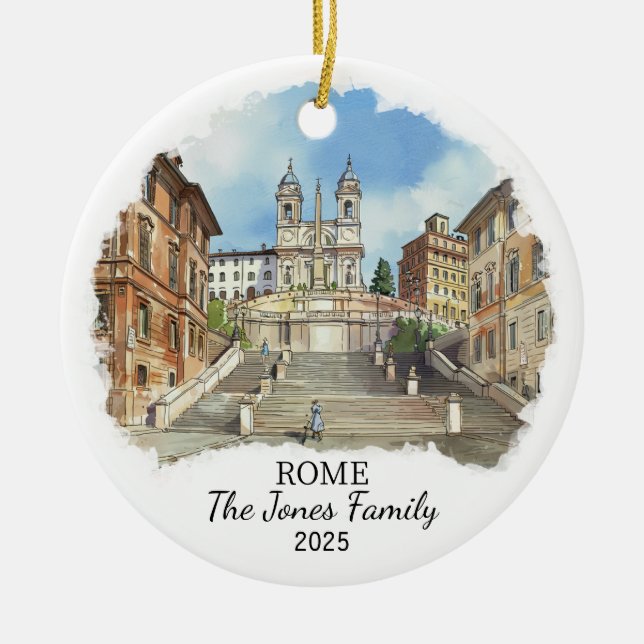 Personalised Rome Ornament, Italy Ceramic Tree Decoration (Front)