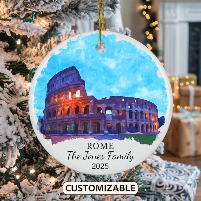 Personalised Rome Ornament, Italy Ceramic Tree Decoration (Creator Uploaded)
