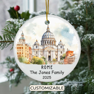 Personalised Rome Ornament, Italy Ceramic Tree Decoration