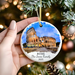 Personalised Rome Ornament, Italy Gift Ceramic Tree Decoration