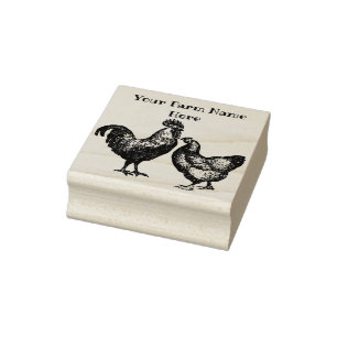 Personalised Rooster and Hen Chicken Farm Rubber Stamp