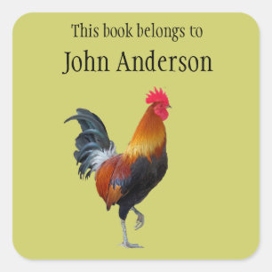 Personalised Rooster Bookplate Sticker
