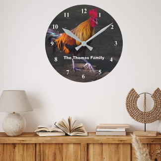 Personalised Rooster Crowing Wall Clock