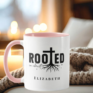 Personalised Rooted in Christ Christian Coffee Mug