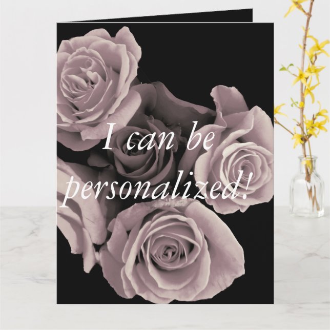 Personalised rose Folded Greeting Card (Yellow Flower)