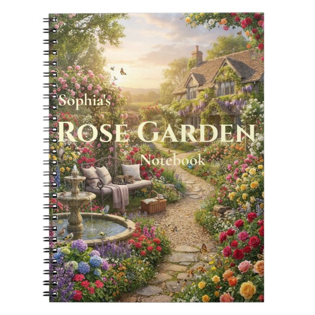 Personalised Rose Garden Spiral Notebook (Front)