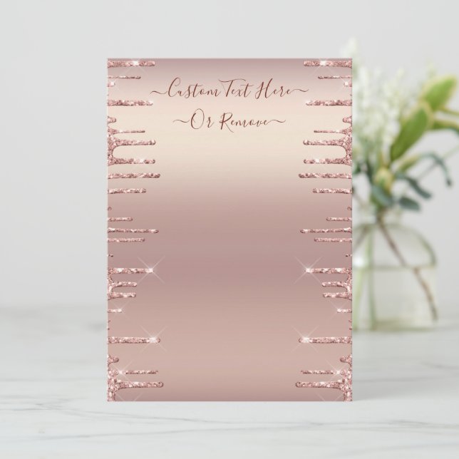 Personalised Rose Gold Blush Glitter Menu Example (Standing Front)