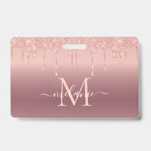 Personalised Rose Gold Custom Letter Name Badge ID Badge