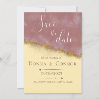 Personalised Rose & Gold Elegant Save the Date Invitation