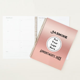 Personalised Rose Gold Front With Logo and Name Planner